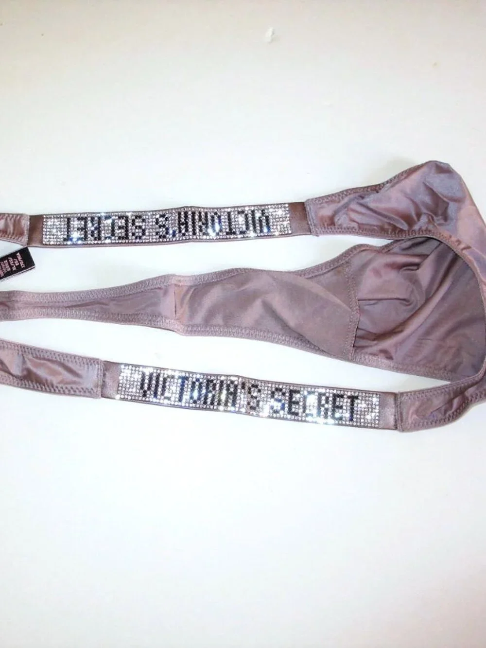 VICTORIA'S SECRET Very Sexy Logo Shine Strap Thong Smooth Satin Gray violet XL